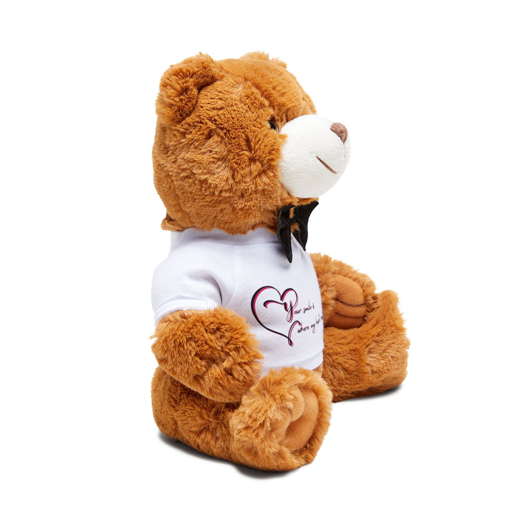 Brown Plush Teddy Bear with Heart Tee — Romantic Gift for Kids & Loved Ones