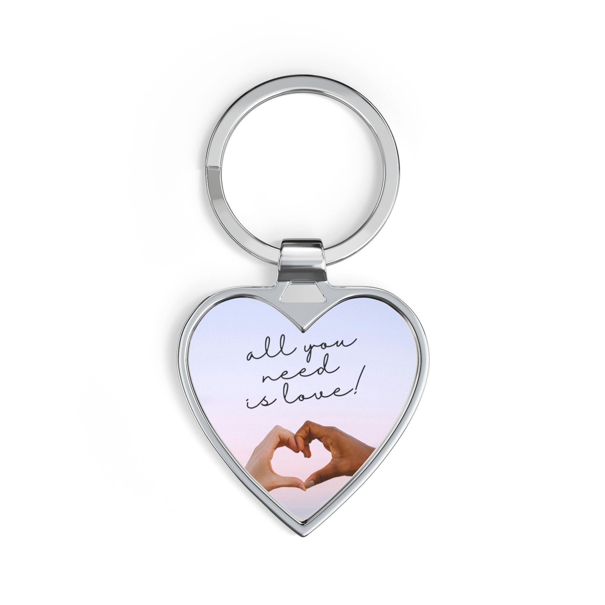 Heart Keychain - "All You Need Is Love" Photo Keyring: Romantic Gift for Couples & Valentine’s Day